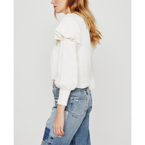 Adriano Goldschmied AG Cecilia Ruffle Crew Neck Sweatshirt Women’s Size L NWT - Picture 4 of 11